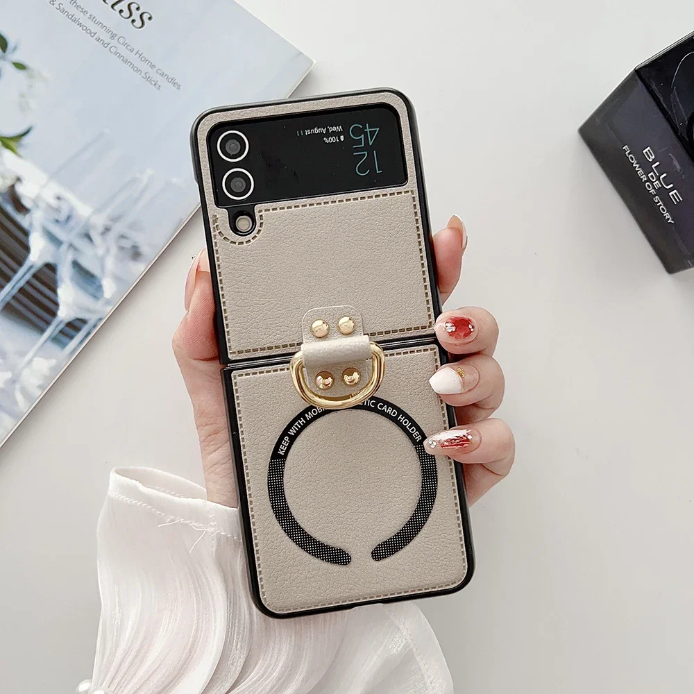 Flip8 PU-Leder Magnetische Handyhülle für Samsung Galaxy Z Flip 8 7 fe 6 5 4 mit Ringhalter Magsafe Kabellose Aufladung – Detail 9