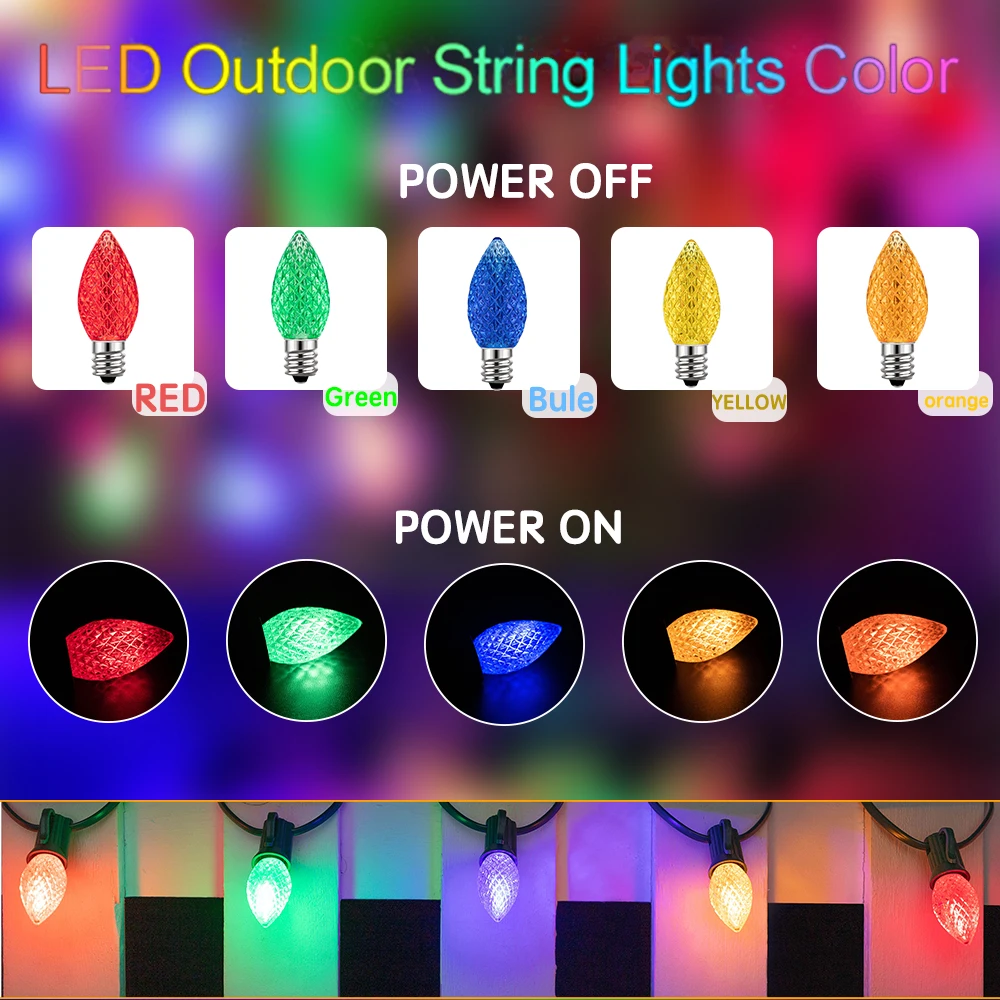 Imagem -03 - Morango Multicolor String Lâmpadas de Substituição Lâmpada Led para Garland de Rua Decoração para Festa do Pátio E12 ue Eua 0.6w c7 25 Pcs