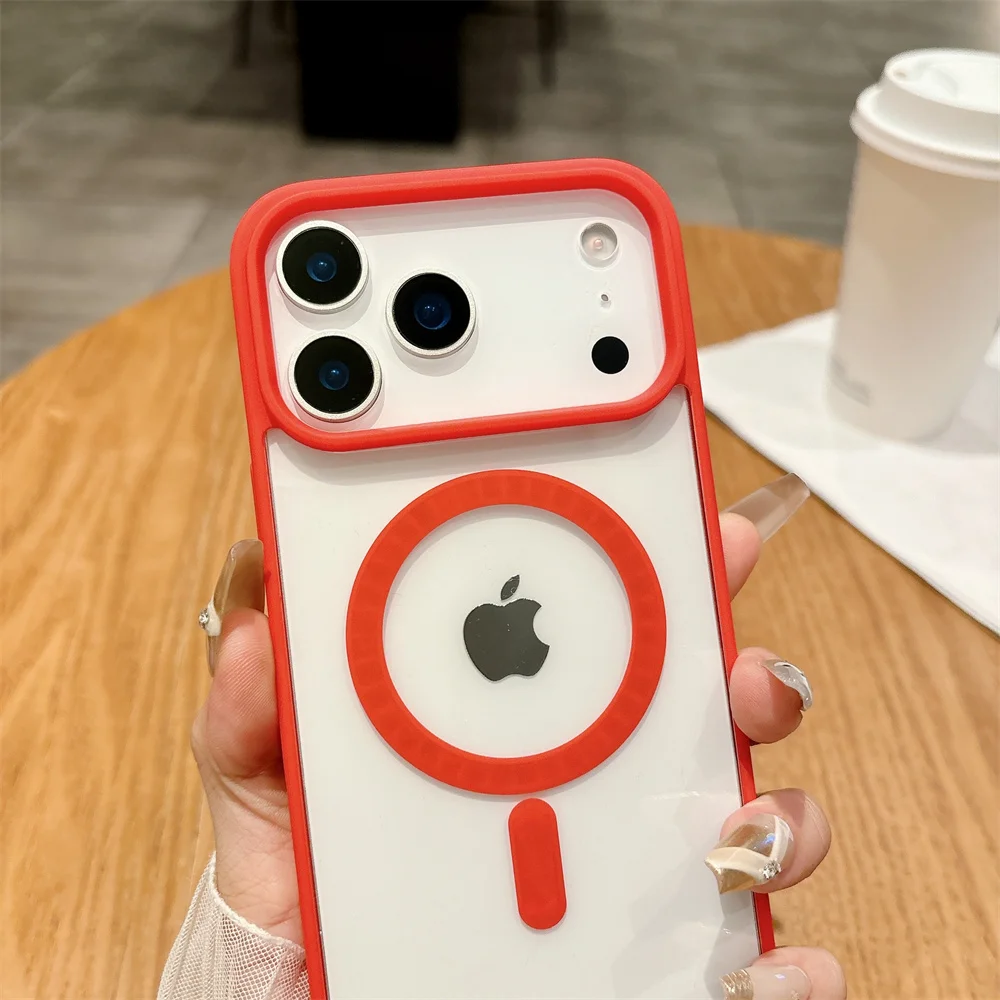 Shockproof for Magsafe Magnetic Phone Case for IPhone 13 12 Mini 17 Air 16E 16 15 14 11 Pro Max Plus Transparent Acrylic Cover - náhled 3