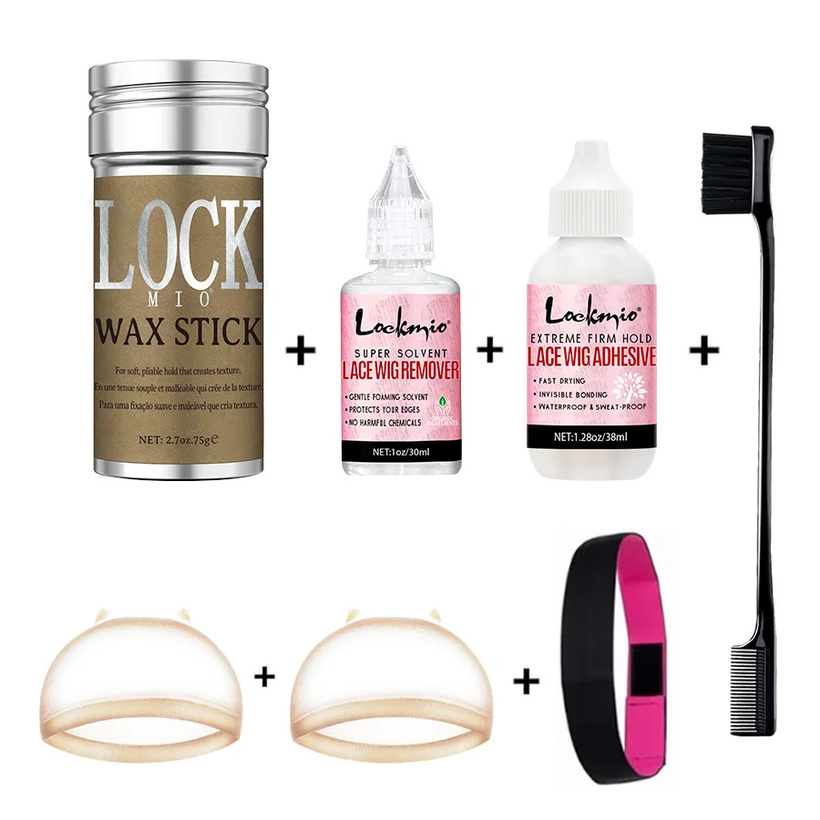 

7pcs/set Wig Installation Kit Set Hd Wig Caps Lace Wigs Glue and Remover Melt Band for Lace Frontal Wax Stick With Edge Brush