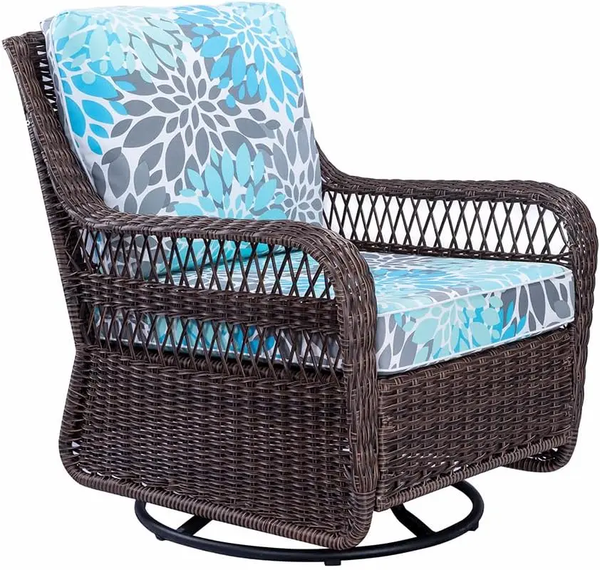 

Outdoor Swivel Rocker Patio Chair - Outdoor Wicker Rocking Glider Chair with Waterproof Seat/Back Cushions for Backyard Deck