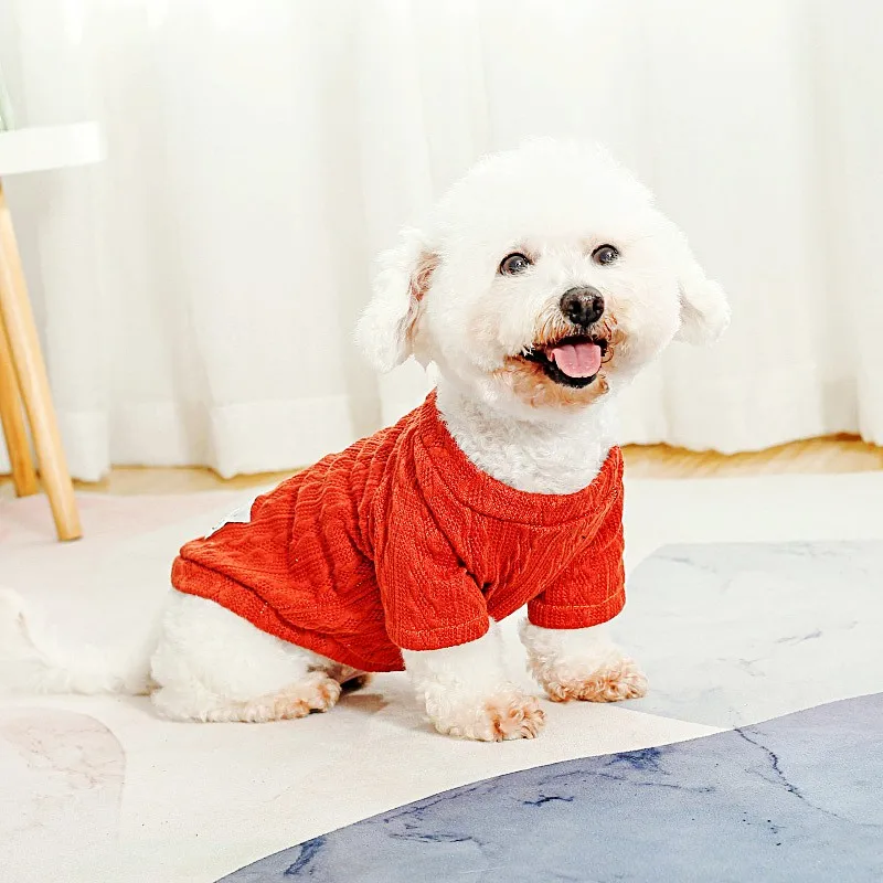 Fashion Dog Sweaters Winter Warm Dog Clothes for Small Dogs Cute Solid Puppy Pullovers Soft Pet Cat Sweaters Dachshund Costume