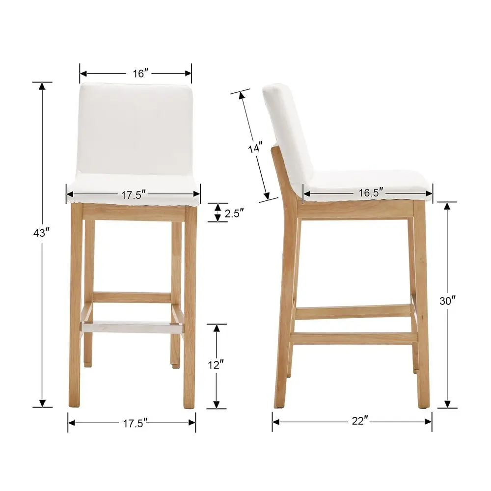 

Stools for Kitchen Island Set of 2 PU Modern Upholstered Barstools with Back 30 Inch Durable Solid Wood Bar Height Stool Chairs