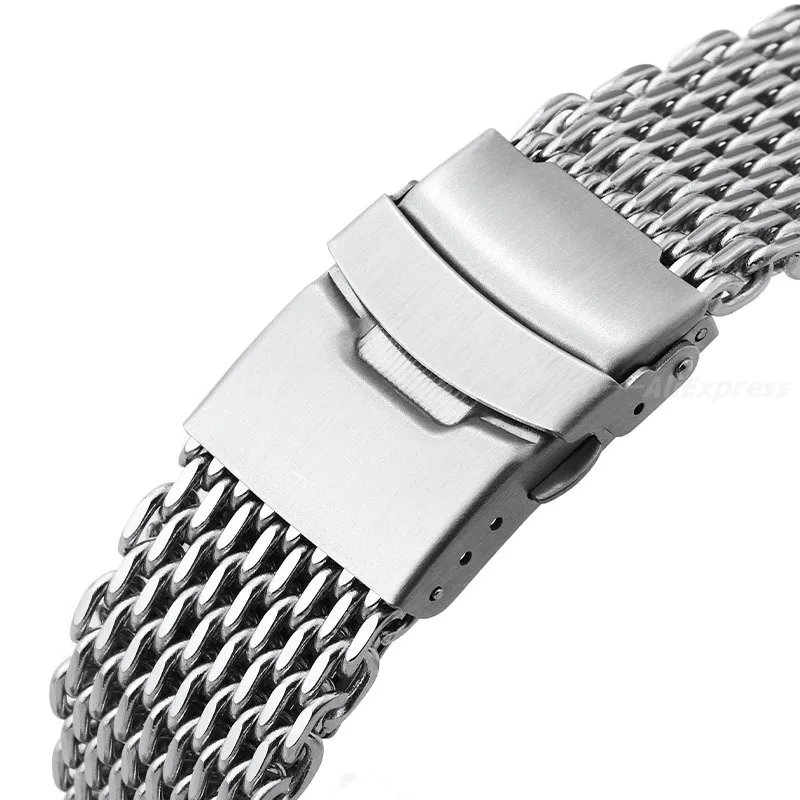 Luxury Mesh Shark Strap for Seiko No.5 SKX007 SKX009 Bracelet Thickness 4.5mm Milanese Stainless Steel Watch Band 18/20/22/24mm