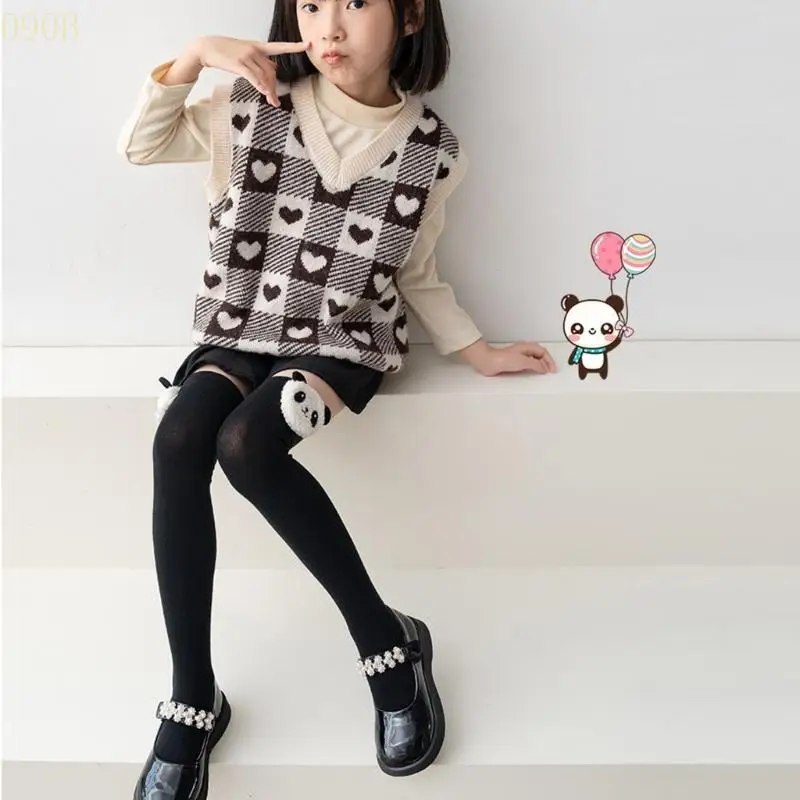 

090B 1 Pair Stylish Girls Over the Knee Socks Lovely Cartoon Knee High Length Socks