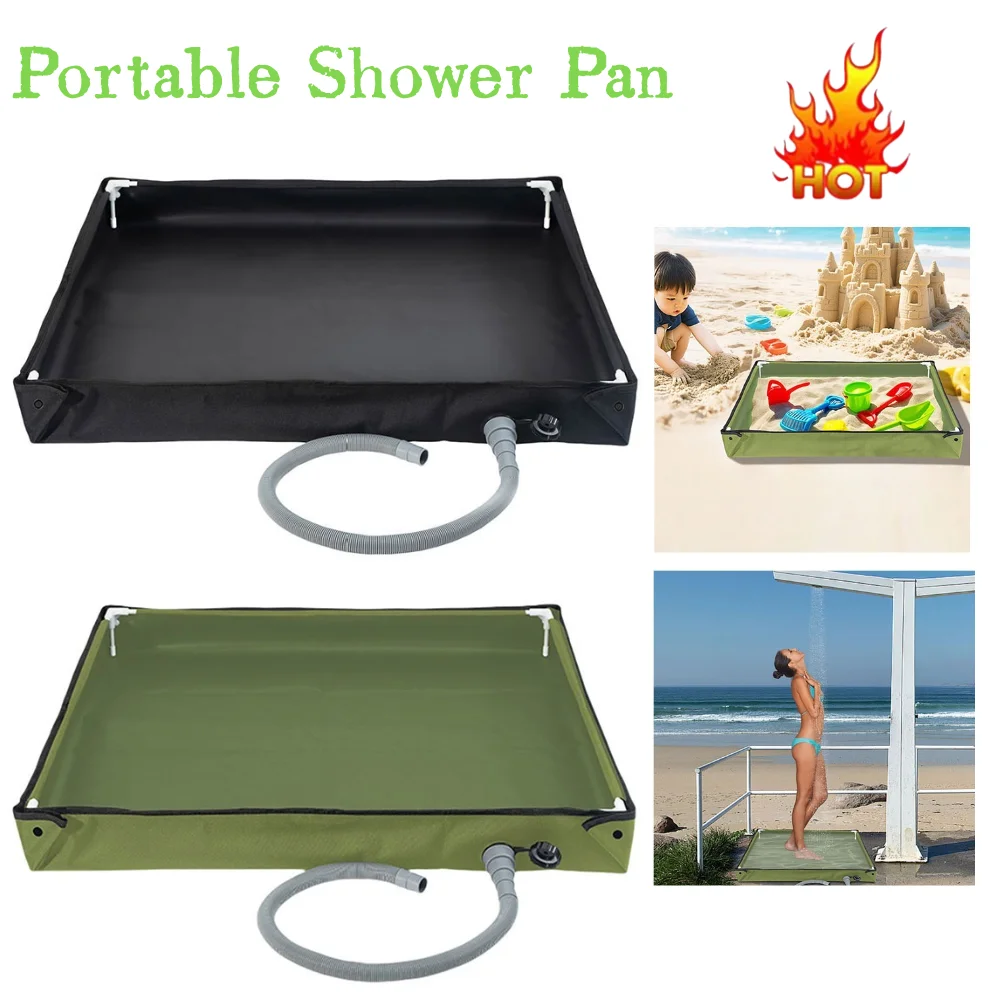 

Portable Shower Pan Foldable Shower Base with Drain Hose Outdoor Tent Shower Tray for RV Outdoor Camping Shower