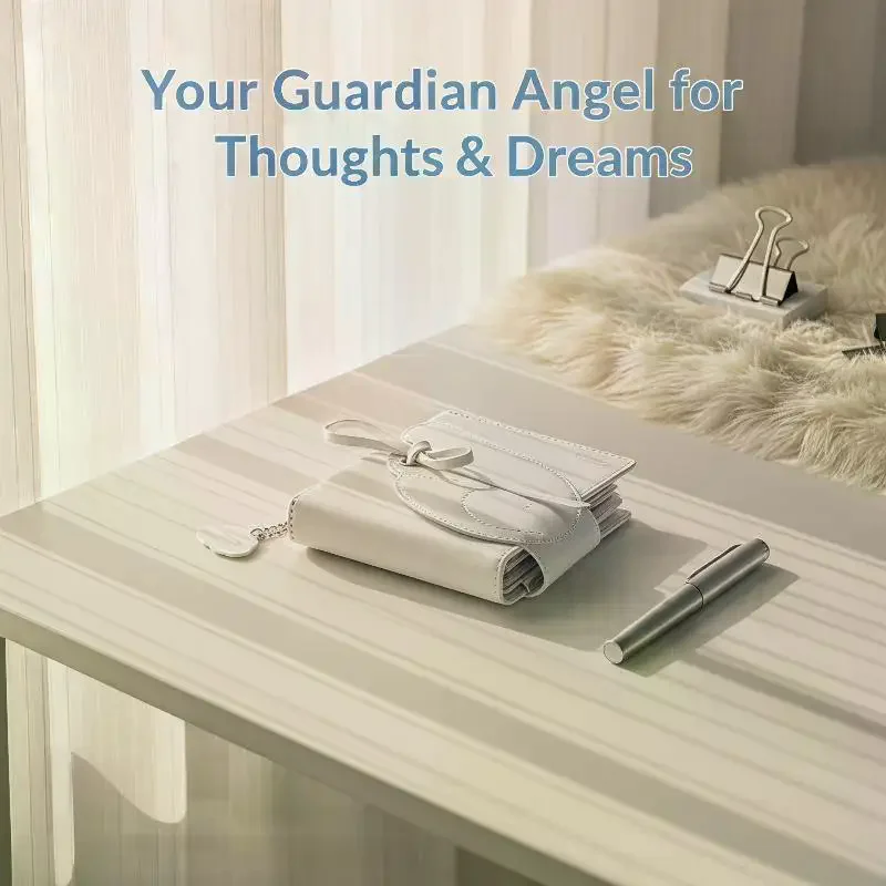 Cute Angel Wings Leather Journal, 3-Fold Loose Leaf Planner with Multi-Pockets & Elastic Closure, Perfect for Stationery Lovers