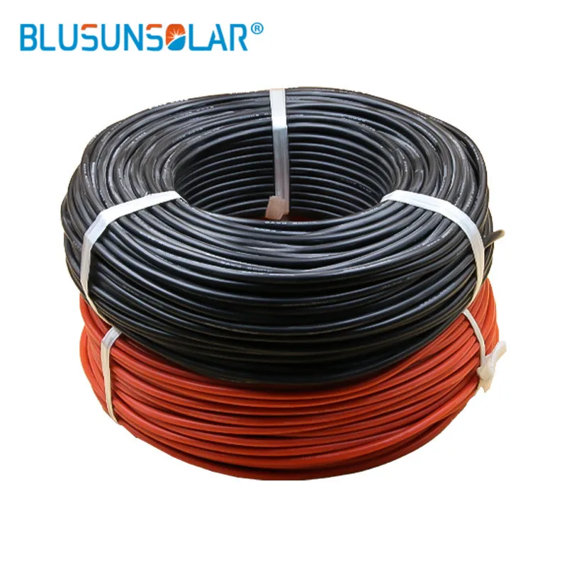 20 Meters 1500V Solar Photovoltaic Wire Red Black Single Core 4mm2/6mm2 12/10AWG Cable Tinned Copper XLPE Jacket for PV Panels