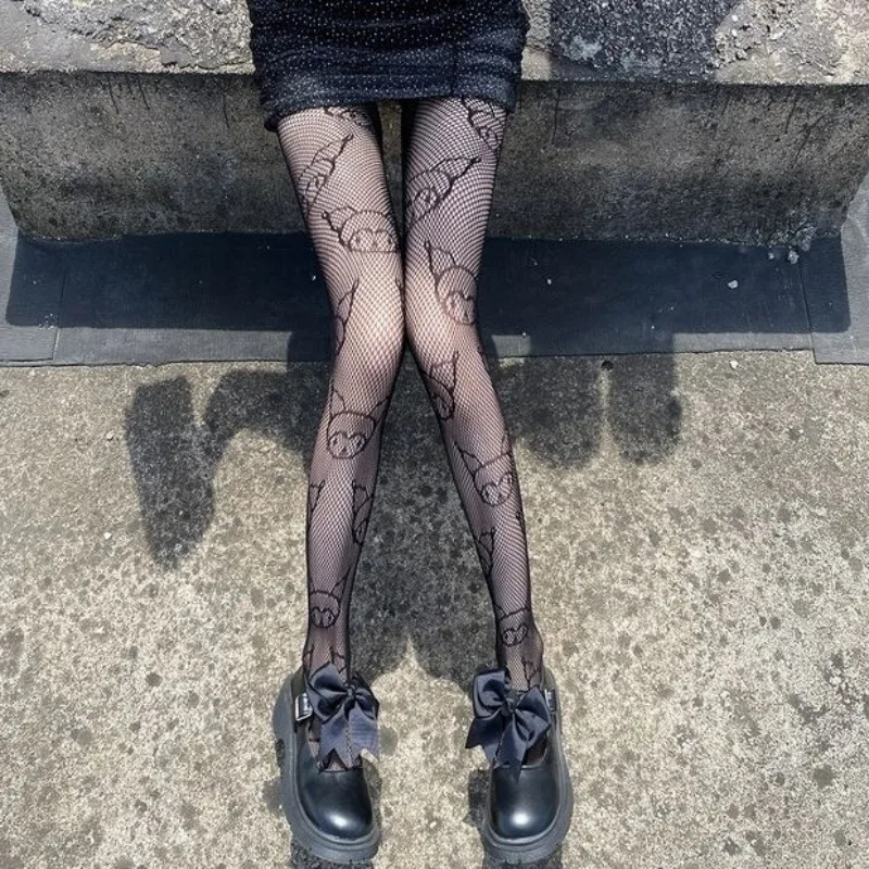 

Cartoon Sanrio HelloKitty Girl Spicy Girl Black White SexyThin Ins Tide Lace Tights Pantyhose Lolita Bow Knot Fishnet Stockings