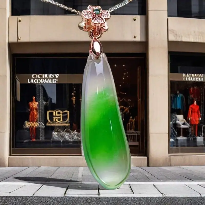 

Jadeite ice floating green melon ice moisturizing fine carving new Chinese style fashion versatile for your own use