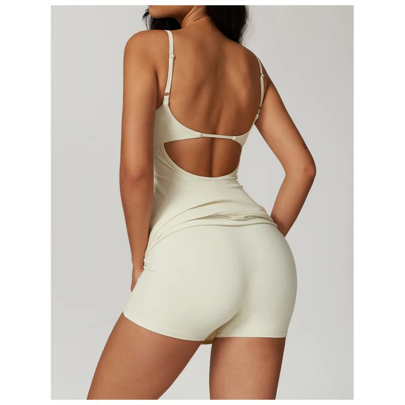 فستان رياضي مضاد للتعرض مع وسادة صدر قابلة للتنفس، تنورة تنس لليوجا والكرة الطائرة والشاطئ وظهر جميل