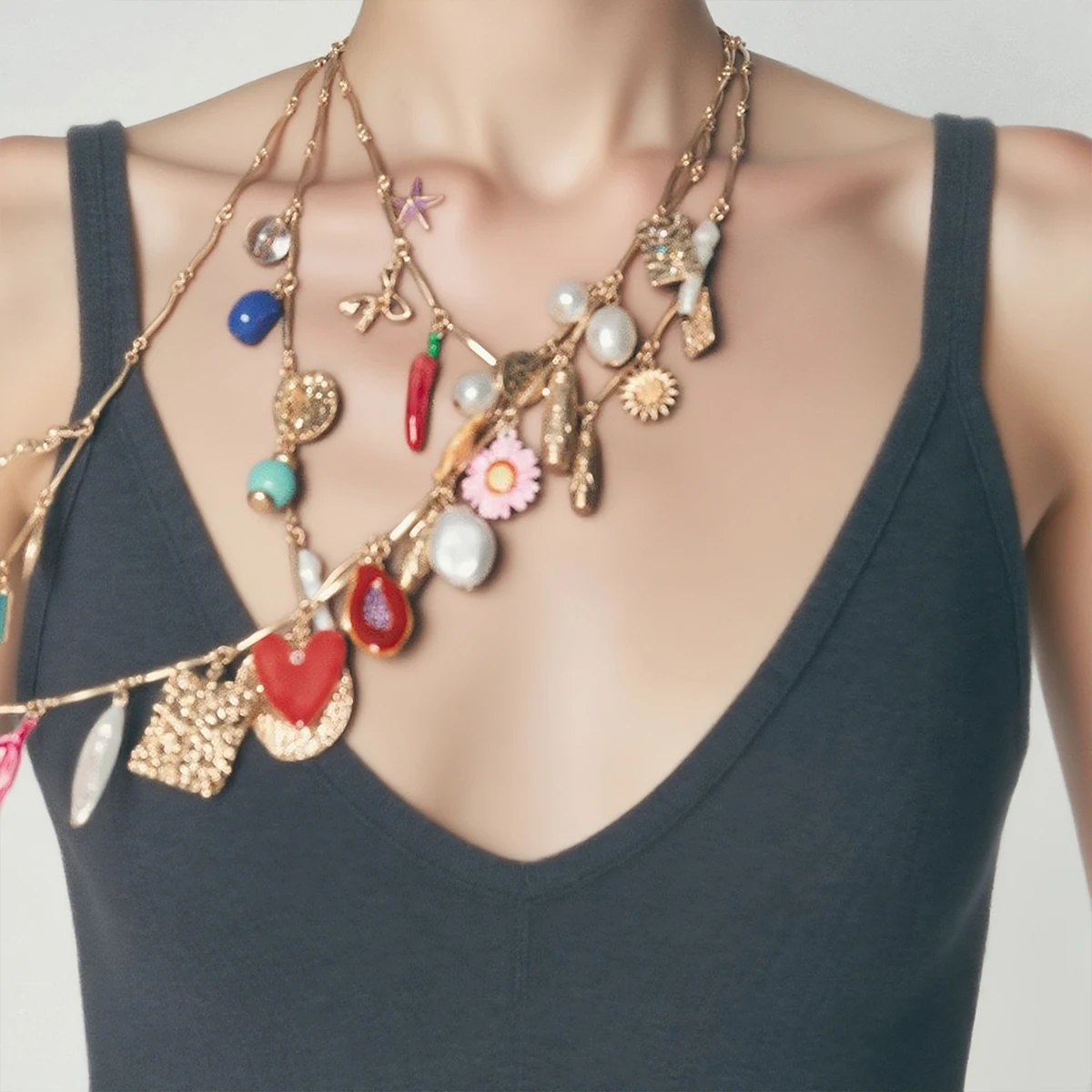

ZAA Vintage Multi-Layer Small Charm Necklace for Women Holiday Party Jewelry Gift Wholesale Fashion Necklaces