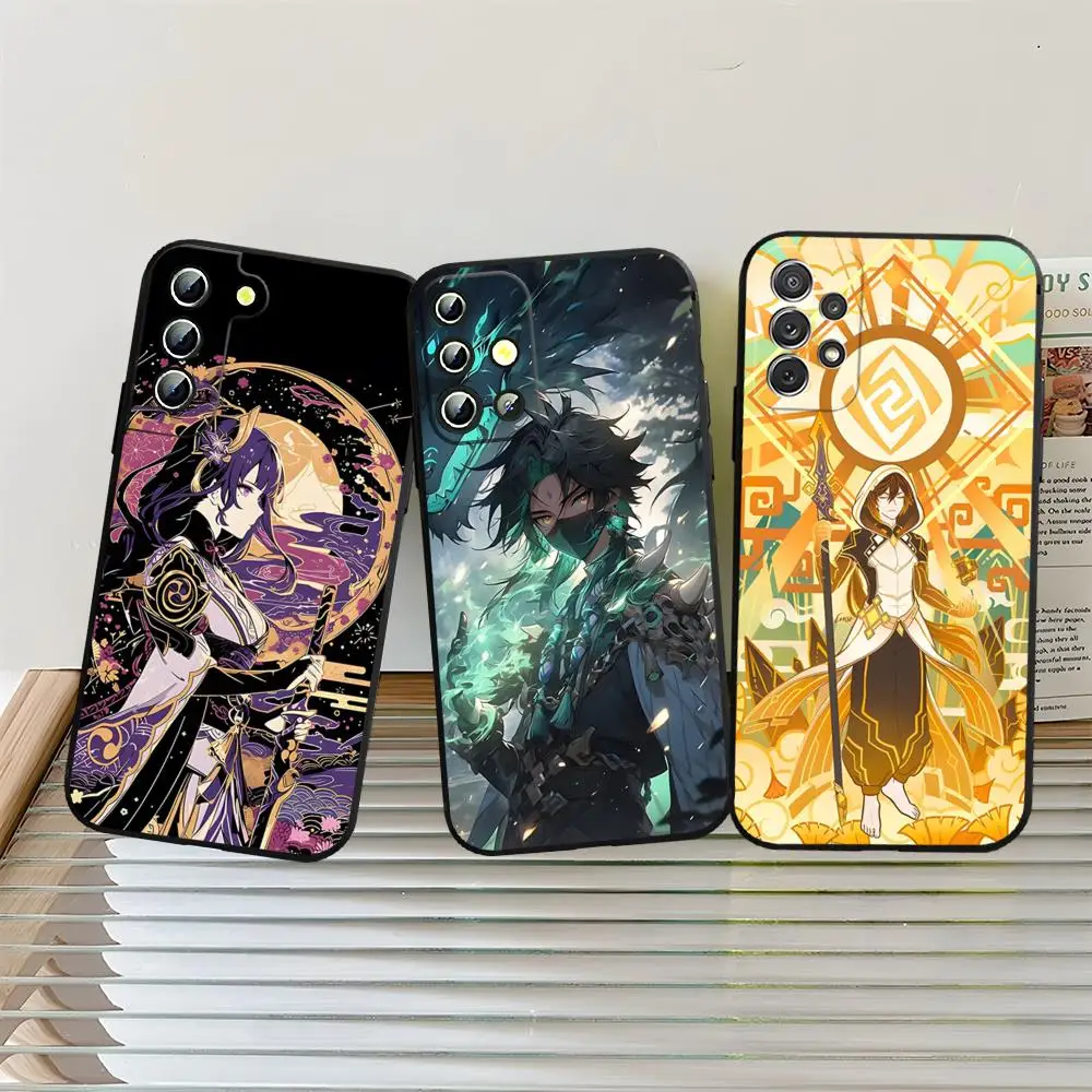 Juegos Genshin impacto teléfono caso contraportada para Samsung S24 Ultra S22 S23 S20 S23 S20 Fe S21 Plus Galaxy A54 A34 A24 A53 M54 Nota 20
