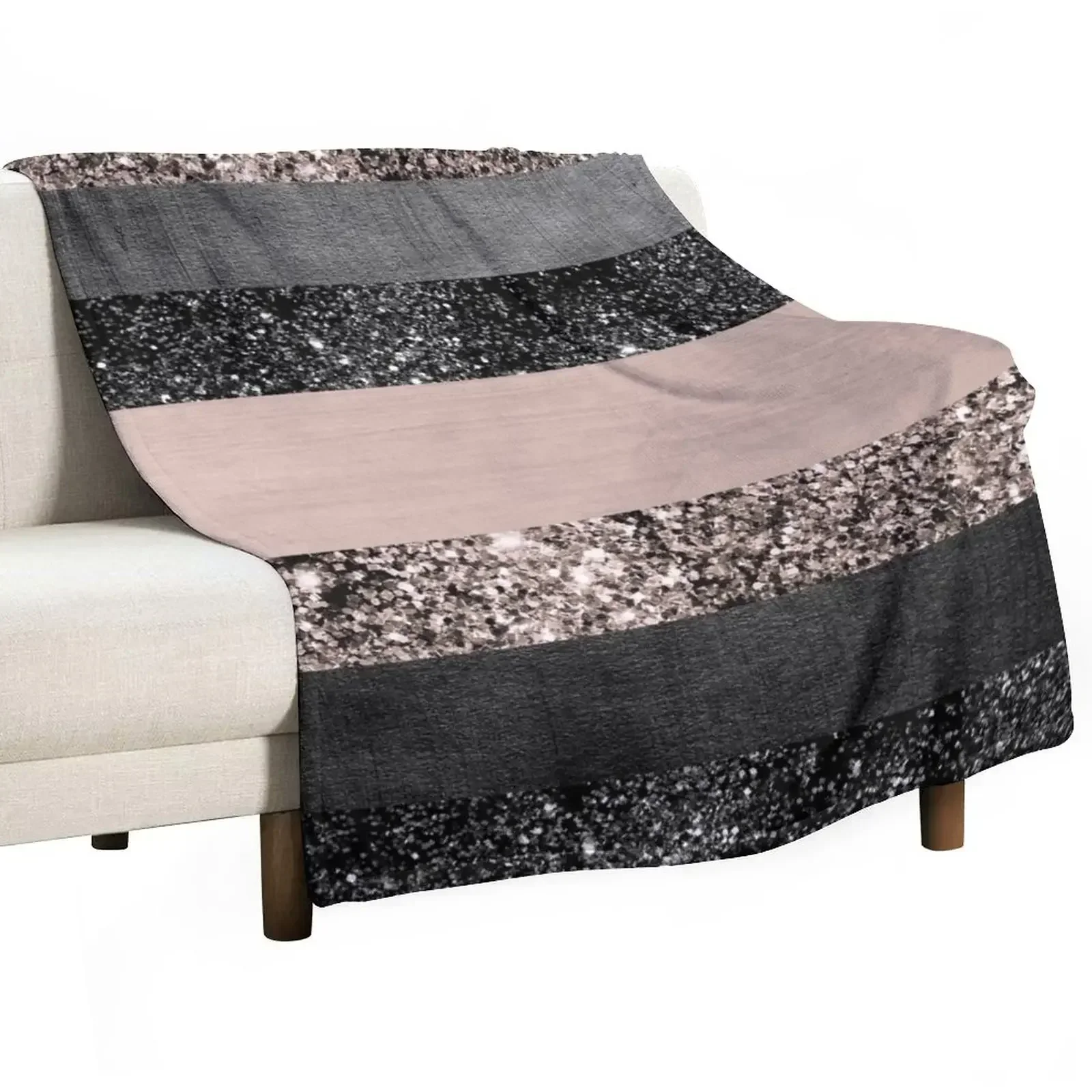 Blush Glitter Glam Stripes #2 (Faux Glitter) #shiny #decor #art Throw Blanket Sofa for babies Thin Hairys Blankets