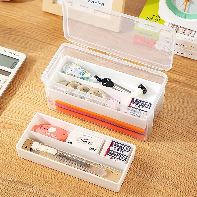 1 Pc Large Capacity Stationery Pencil Case PP Material Transparent Pencil Case Stationery School Pencil Organizer Case