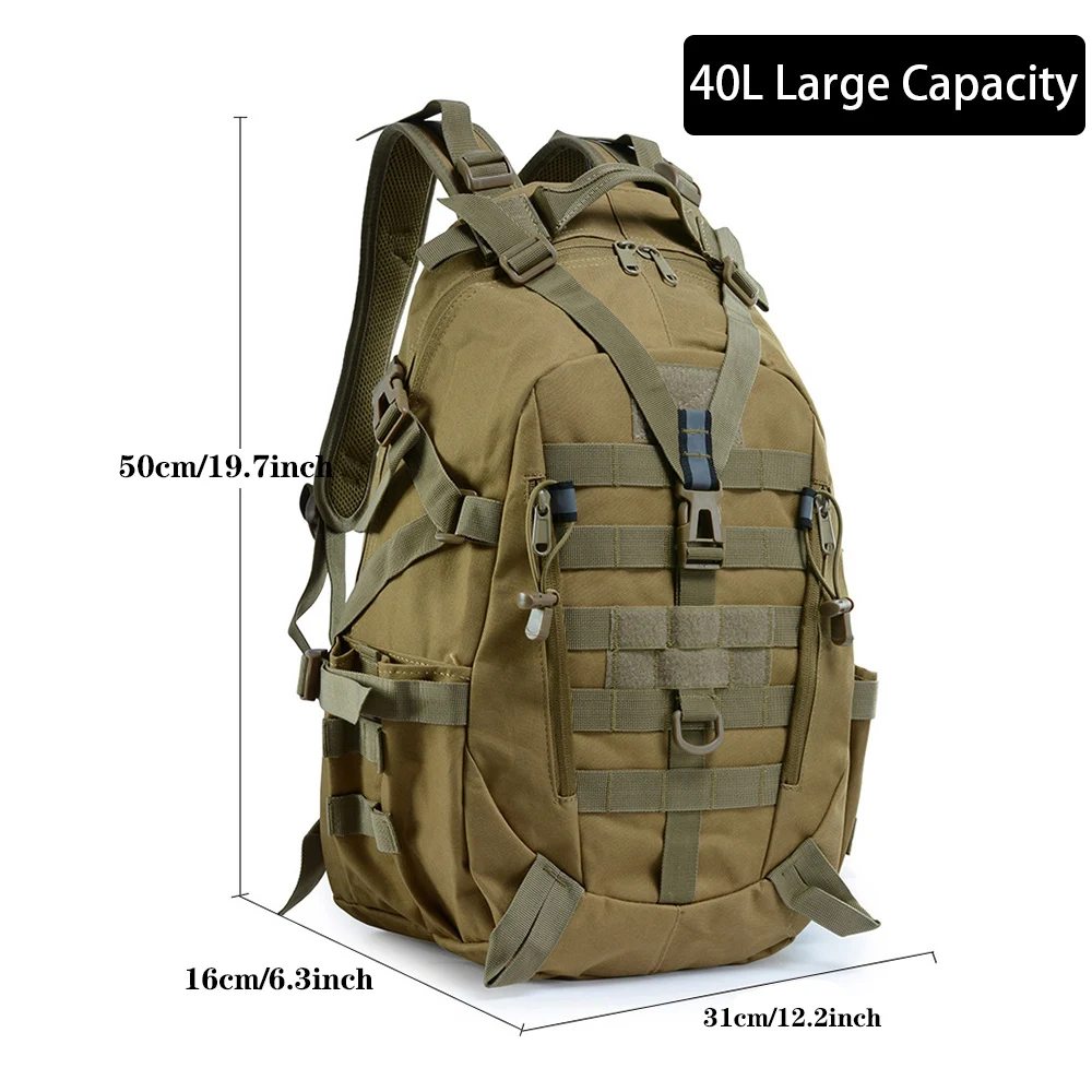 40L Tactical Backpack Men\'s Military Bag Travel Bags Army Tactical Molle Climbing Rucksack Hiking Outdoor Reflective Bag