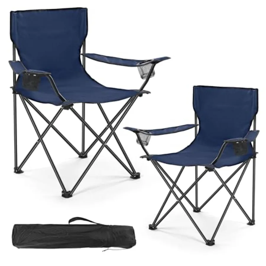 

2 Pack Lightweight Camping Chairs, 300LBS Heavy-Duty Portable Folding Chairs with Carry Bag, Compact Design for Camping, Beach,