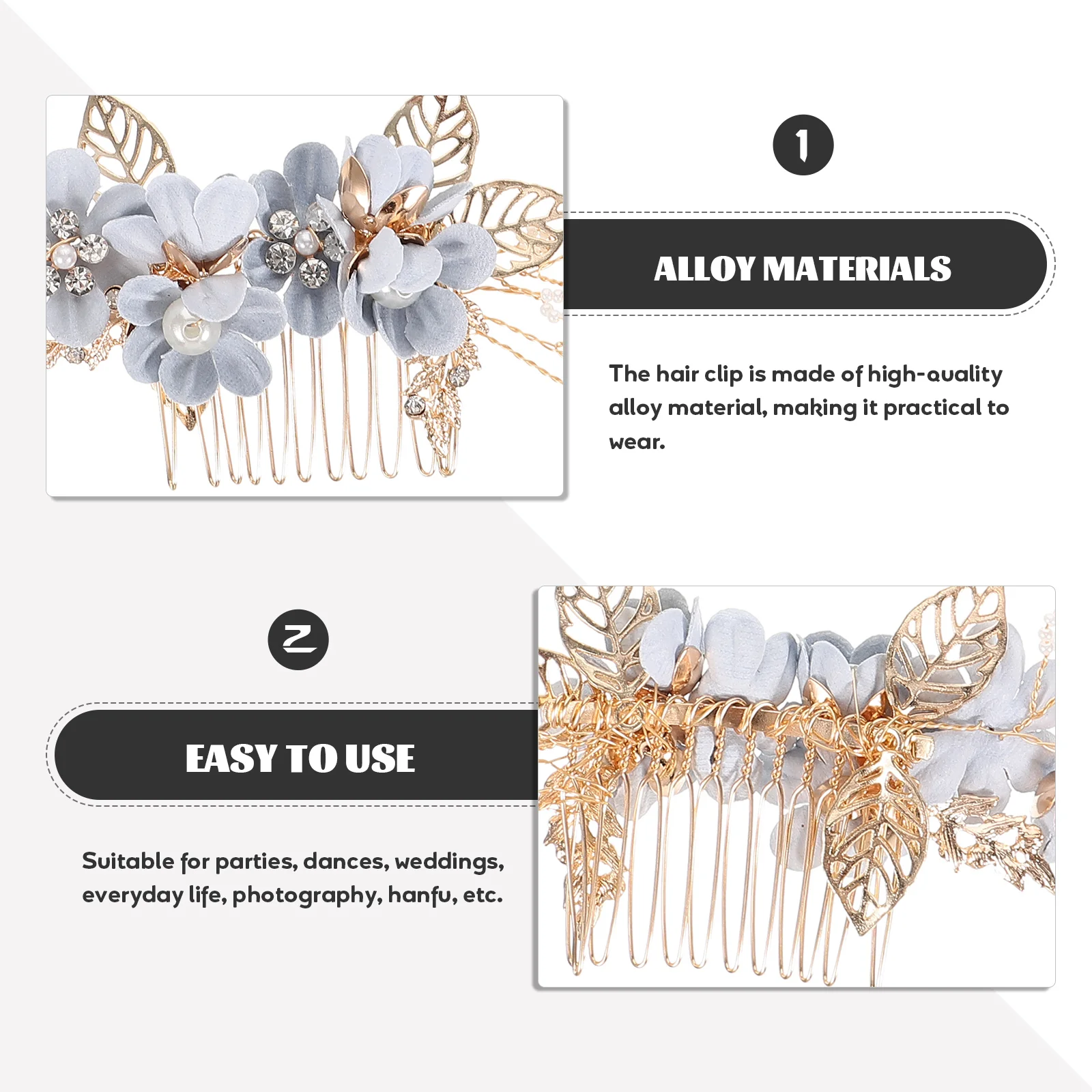 

Bridal Hairpins Comb Accessories Alloy Hairpin White Alloy Girls Wedding Party Hanfu Bridal Headdress Everyday Use