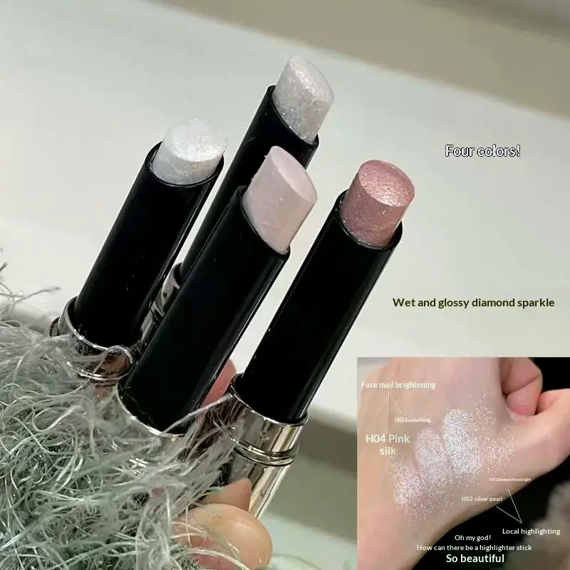 HERORANGE Evidenziatore luccicante Stick Glitter naturali Evidenzia ombretto bianco Matita Contorno Ombreggiatura Illuminante Trucco viso