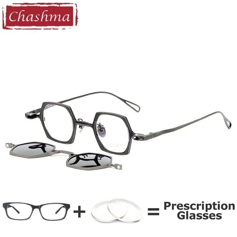 

Chashma Clip On Eyewear Prescription Lenses Polarized Magnetic Layer Eyeglasses Small Optical Glasses Titanium Frame Myopia