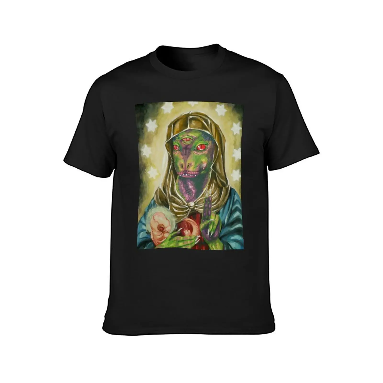 Blessed Reptilian Virgin and Child T-Shirt blanks tops mens white t shirts