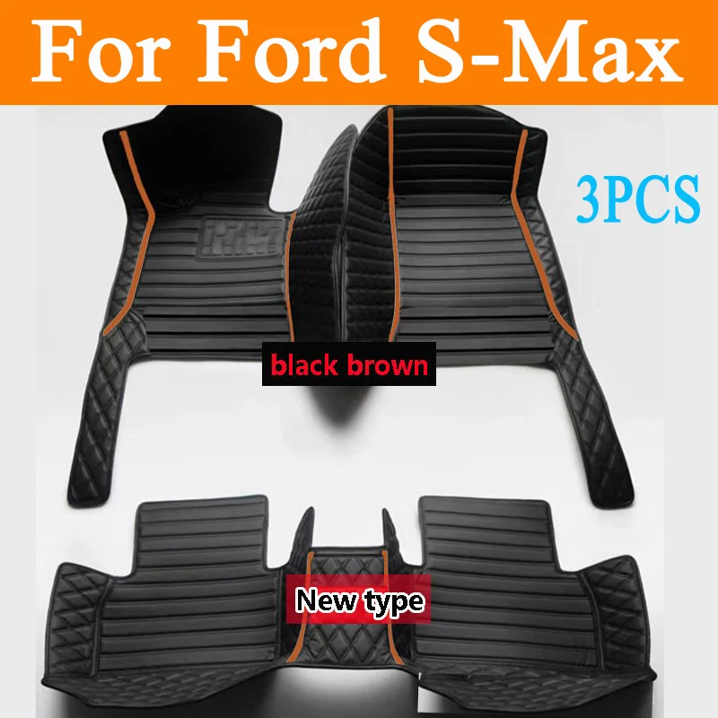 Car Floor Mats For Ford S-Max MK1 2006~2014 7seat Anti-dirt Pads Full Set Waterproof Floor Mat Non-slip Carpets Car Accessories