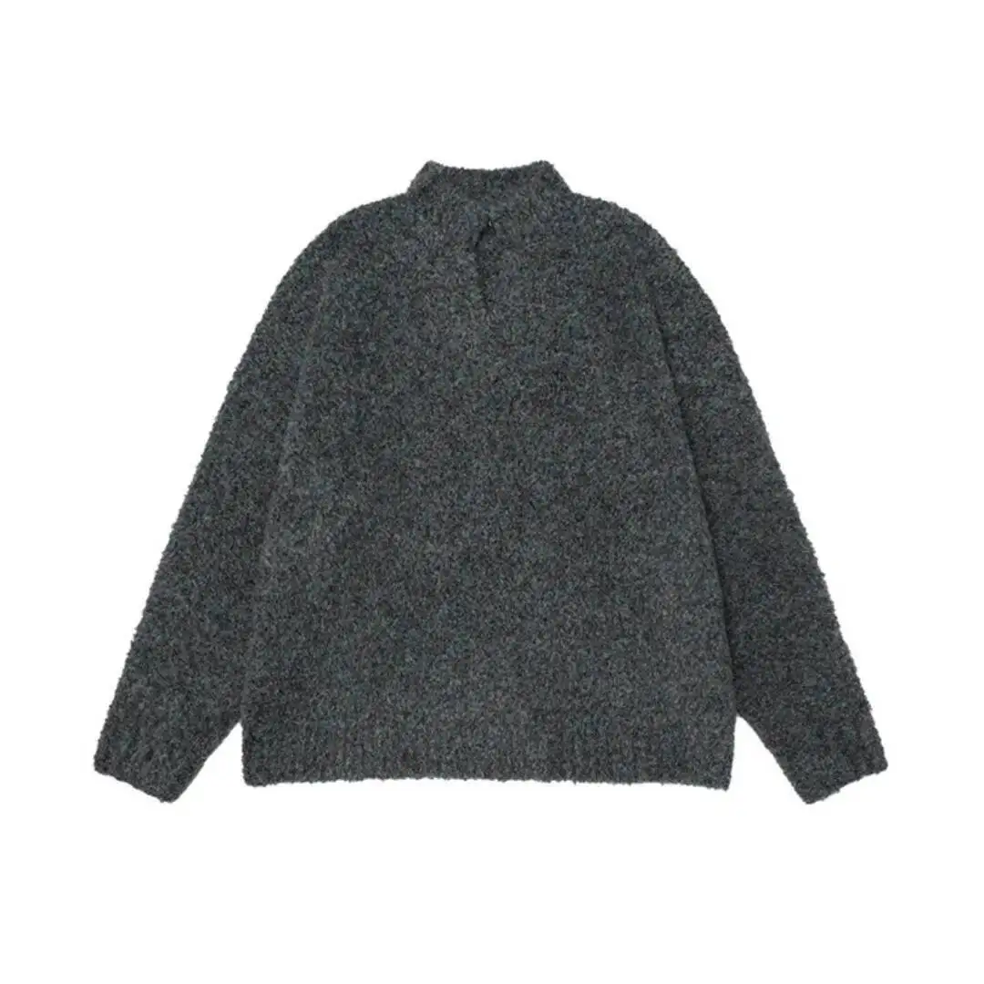 Man Women Sweater Autumn Winter Knitted Sweater New Lazy Style Solid Color Minimalist Small V Neck Loose Knitwear T-shirt