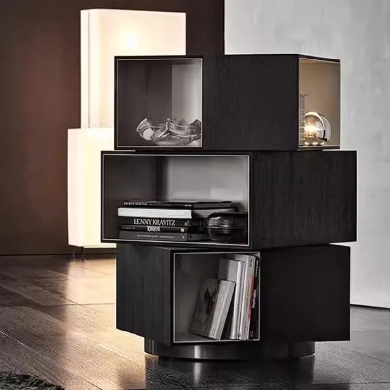 

Italian minimalist bookcase light luxury rotatable high-end bookshelf new study furniture