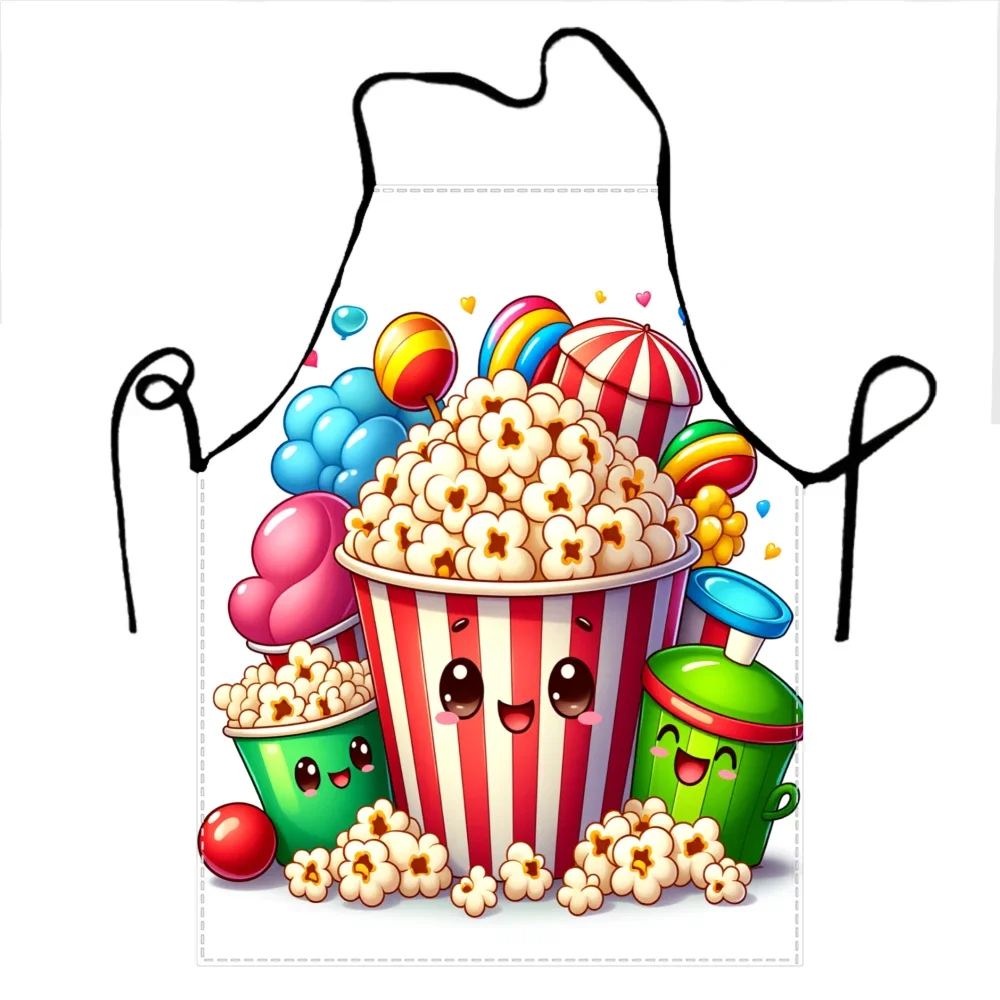 Cute Popcorn Apron Kawaii Candy Snack Design Cooking Baking Fun