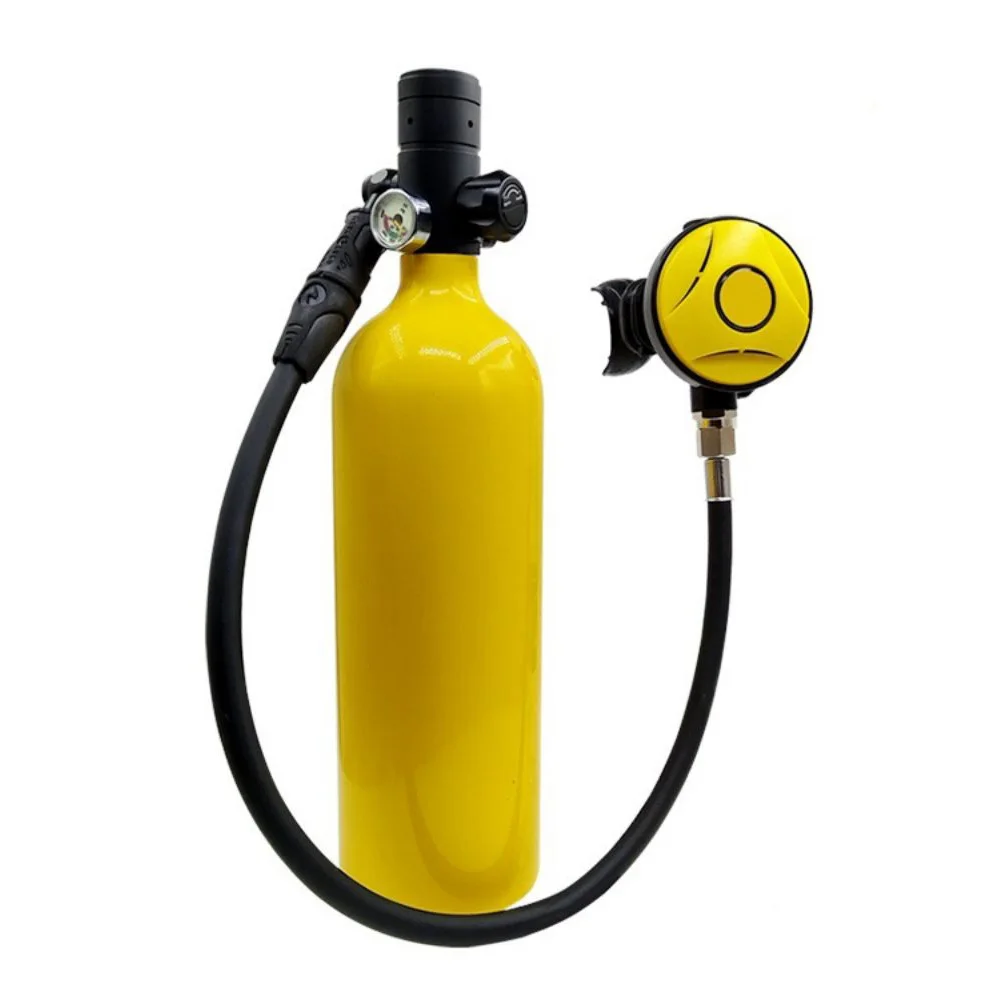 

Diving Portable Air Tank, Diving Oxygen Tank, 1L Yellow Bottle + Valve + Mouthpiece
