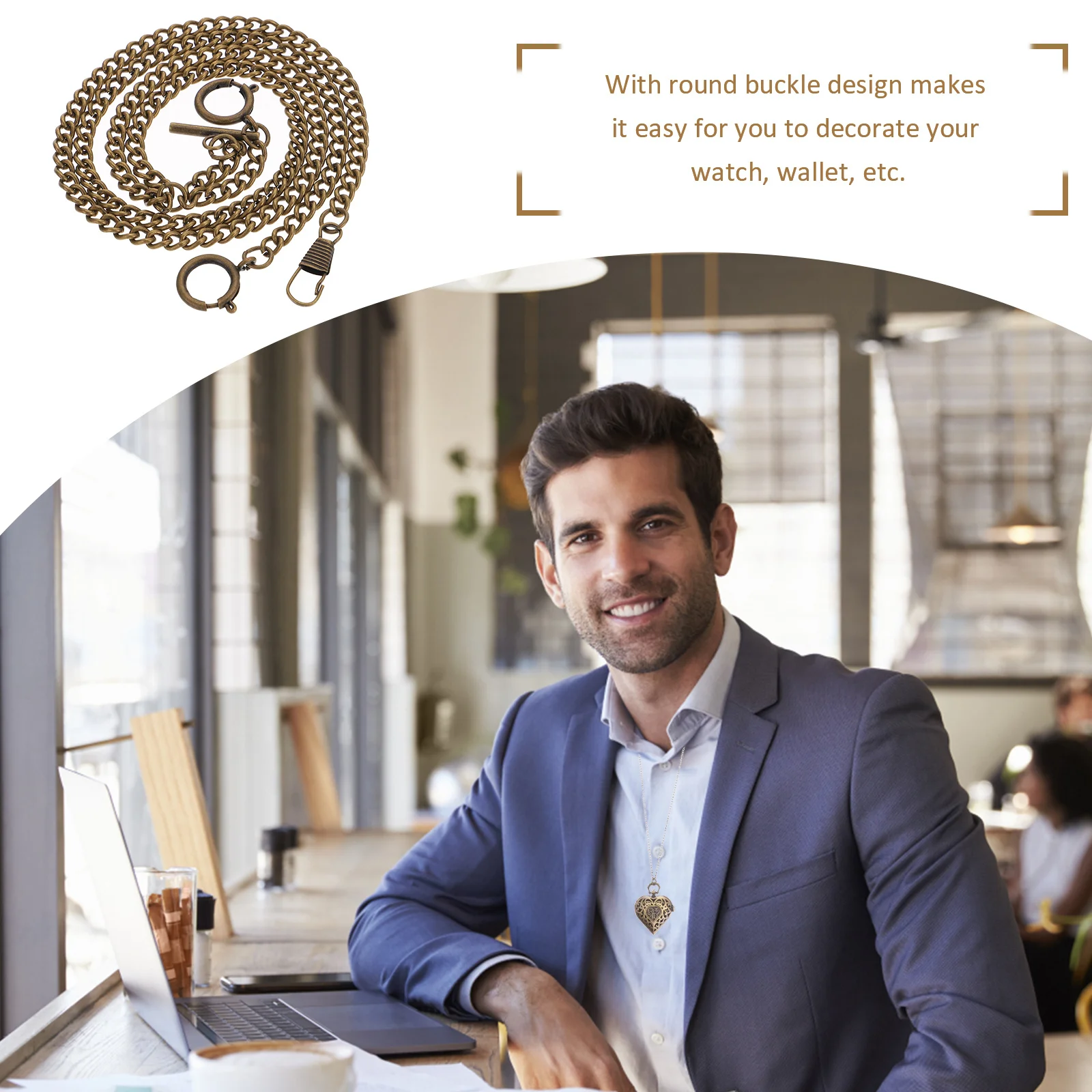 

Men Pocket Metal Wallet Diy Clothing Accessory For Jeans Jackets Handbags Round Buckle Mens Hanging Vest Decor Chains Pocket