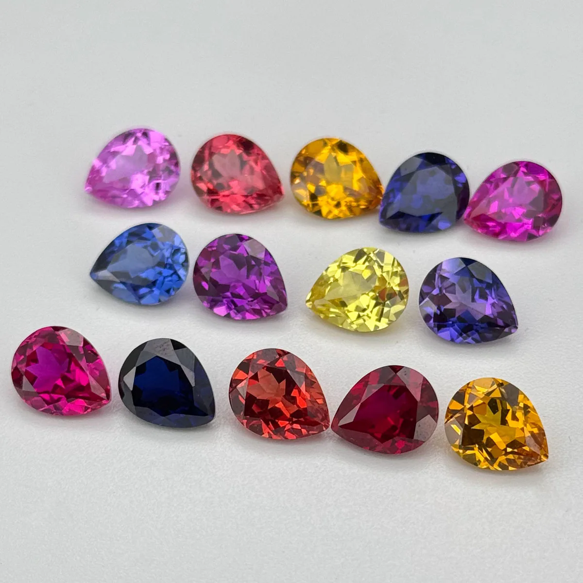 Pear Cut 2x3 - 13x18mm 6A Synthetic Sapphire Gemstones Flame Melting Mixed Colors Corundum Stone