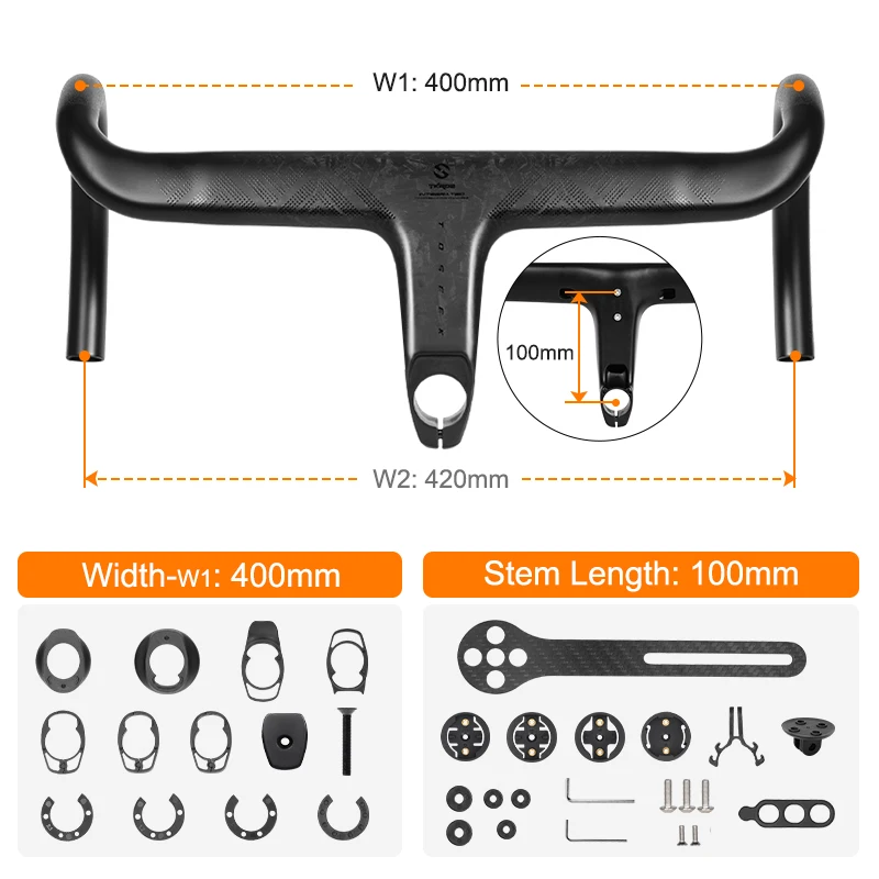 TOSEEK Carbon Stuur Road Carbon stuur T800 Carbon Geïntegreerd Stuur Di2 Fietsaccessoires Carbon Dropbar