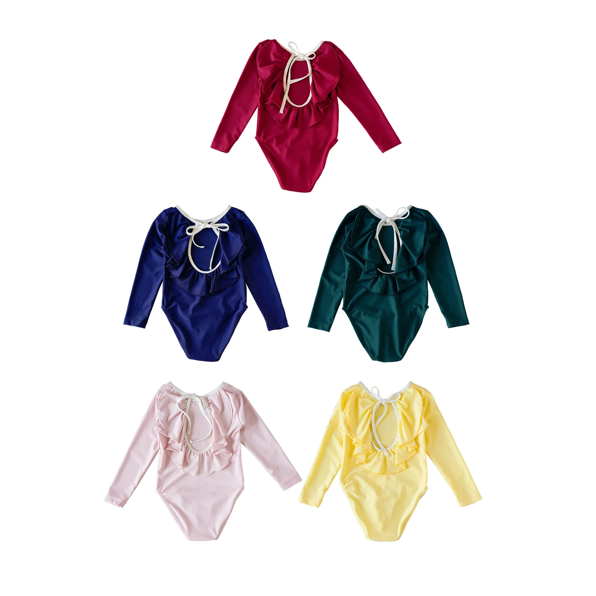 

Цельный купальник с кружевом и открытой спиной для девочек, купальник для девочек 2025 года, солнцезащитный купальник принцессы