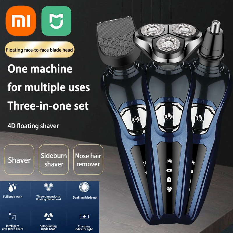 Xiaomi Electric Shaver 3-in-1 Washable Rechargeable Electric Razor Body Hair Shaving Machine for Men Beard Trimmer Wet-Dry Use