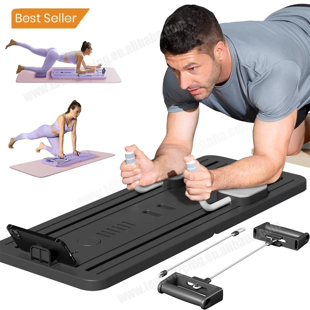 

Foldable Home Gym Exercise Fitness Equipment Push Up Board for Strength Training Core Workout with Knee Pad Timer