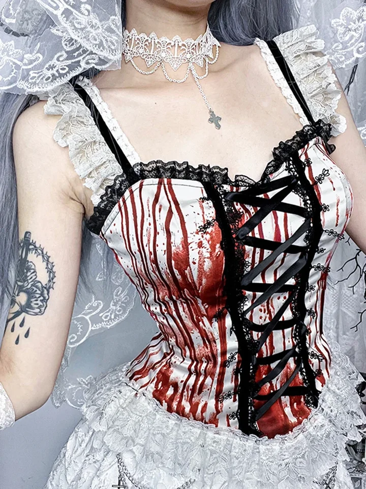 AltGoth Halloween Dark Gothic Camis Women Streetwear Sexy Cyber