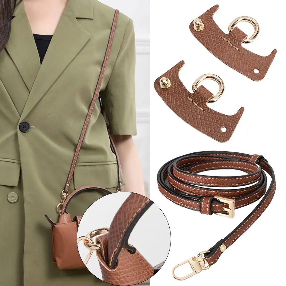 Bag Transformation Accessories for Longchamp mini Bag Straps Punch-free Genuine Leather Shoulder Strap Crossbody Buckle