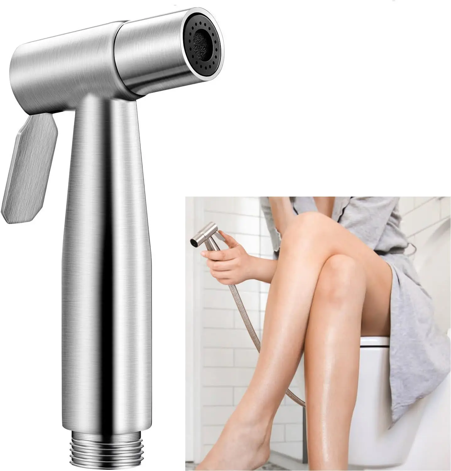 Bidet Sprayer for Toilet Portable Pet Shower Toilet Water Sprayer Seat Bidet Attachment Bathroom Stainless Steel Spray for Perso