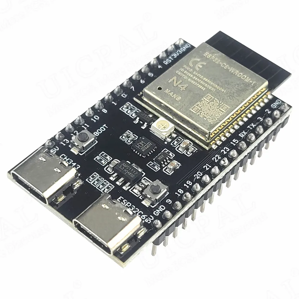 Scheda di sviluppo ESP32 C6 modulo Wifi 6 BT RISC-V 32 Bit ESP32-C6-WROOM-1 CH343P USB Type-C RGB LED N4 N8 N16 ESP32-C6