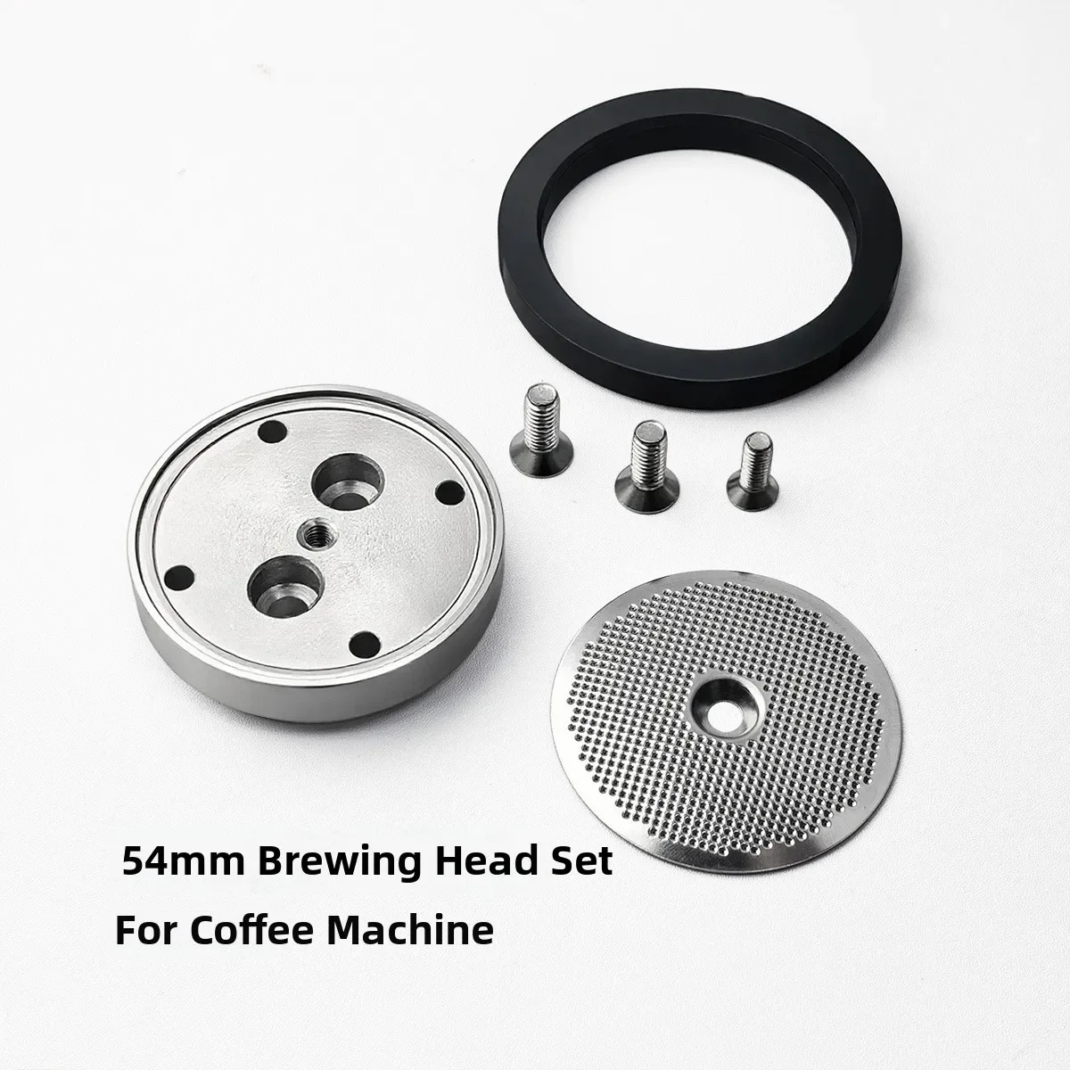 54mm Stainless Steel Brew Head Kit with Shower Screen and Silicone Gasket for Gaggia Classic Coffee Carezza Tebe Paros DECO D90