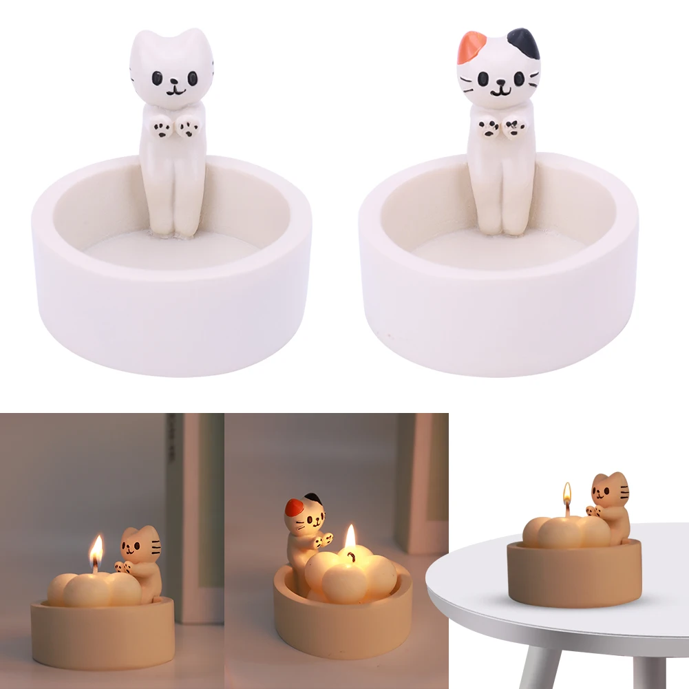 

Cartoon Kitten Candle Holder Resin Kitten Aromatherapy Candlestick Creative Kitten Warming Paws Candlestick Gift for Cat Lover