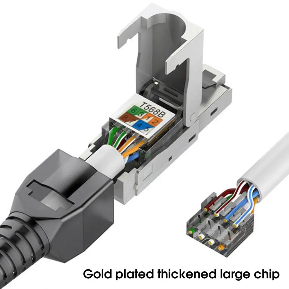 Useful Pressure-free Plug Play Cat 6A/7/8 Gigabit RJ45 Network Shielded Crystal Heads Metal Network Plug Tool for Office