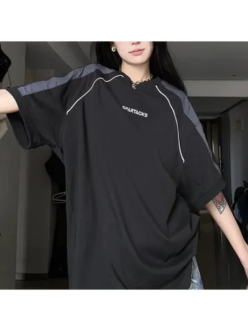 Matakawa Черные женские футболки oversize из хлопка