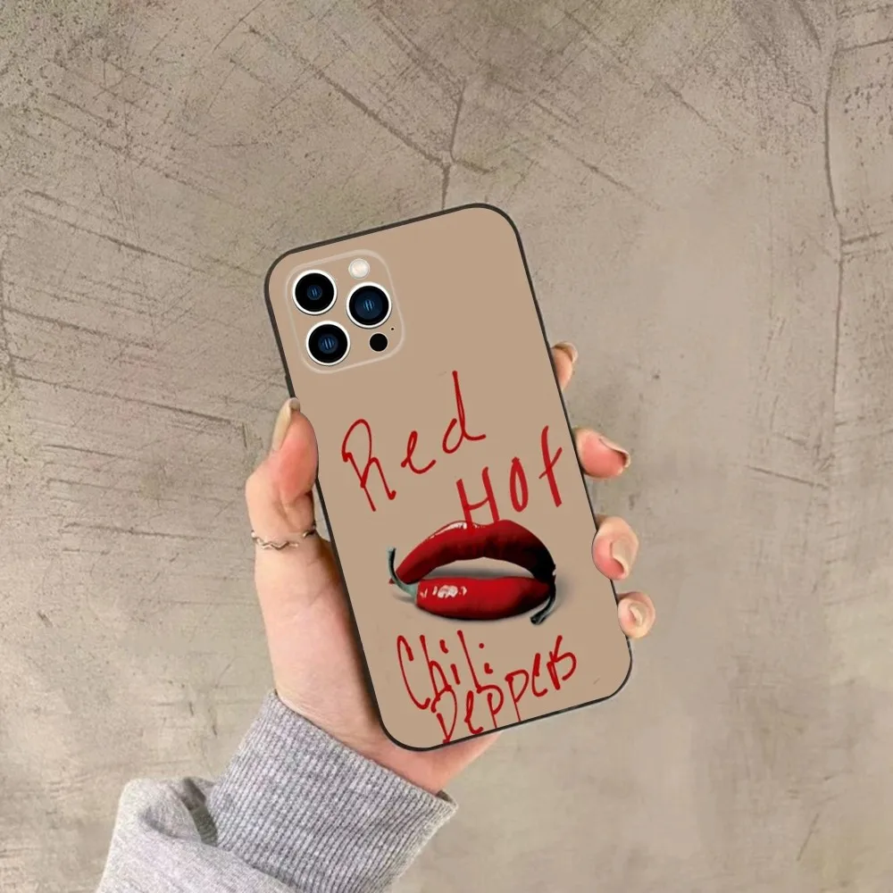 Red Hot C-Chili P-Peppers Phone Case For iPhone 15,14,13,12,11,Plus,Pro Max,XS,X,XR,SE,Mini,8,7 Soft Silicone Black Cover