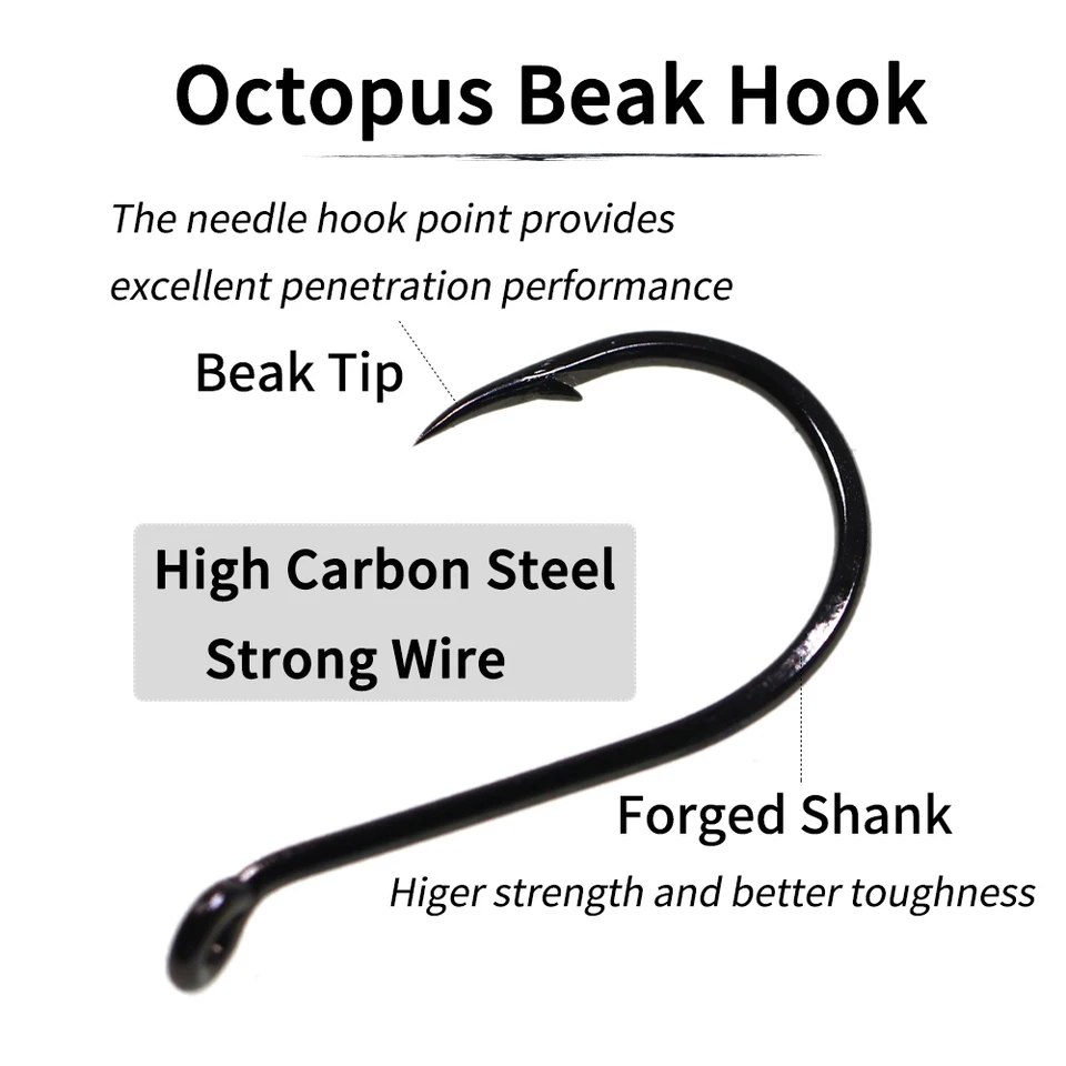 Ellllv 20pcs High Carbon Steel Black Nickel Octopus Beak Hook