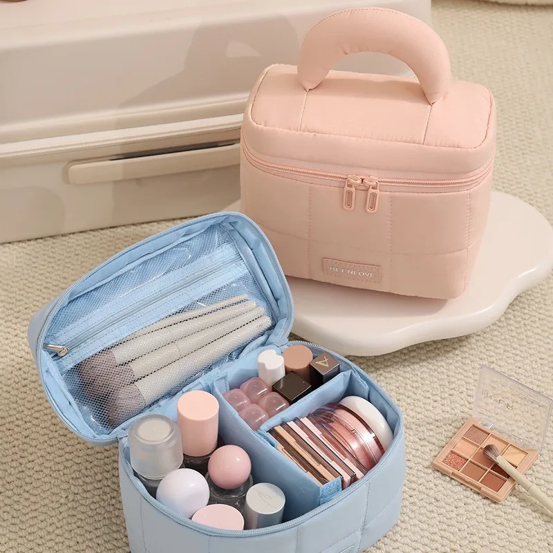 

Portable Travel Large Capacity PU Leather Cosmetic Bag Wash Bag Detachable Makeup Storage Bag Fashionable Cosmetic Pouch
