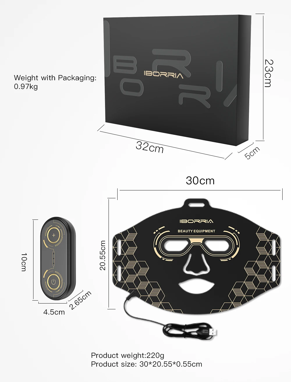 M226 4-Color LED Face Neck Mask Ph-oton Therapy for Sk-in Tightening Acne Treatment Wrinkle Removal-Hand Held Wearable