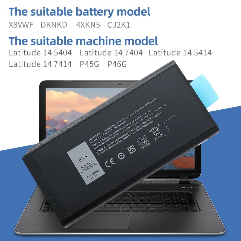 Imagem -06 - Suozhan-bateria do Portátil para Dell Dell Cj2k1 09fn4 Dknkd Latitude 14 7404 E5404 E7404 E7404 11.1v 65wh 97wh X8vwf 5xt3v 4xkn5