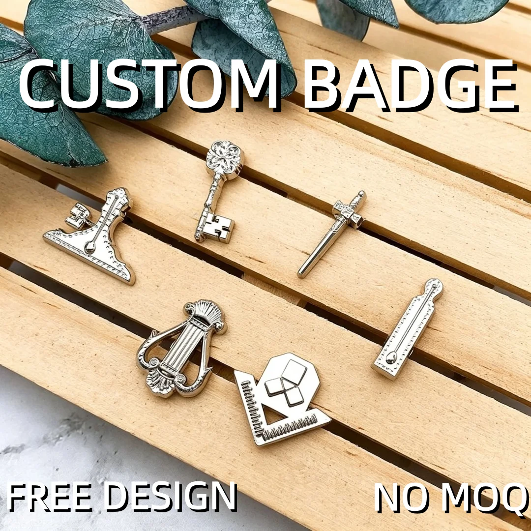 Custom Silver Metal Lapel Pin Badge Free Design No MOQ Personalized Logo Enamel Brooch for Clothes Backpack Decor